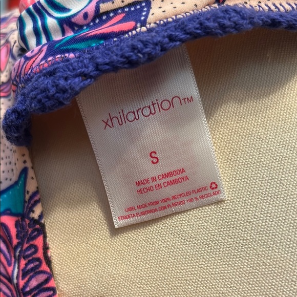 Xhilaration Purple and Pink Bikini Top with Triangle Cut - Picture 2 of 5